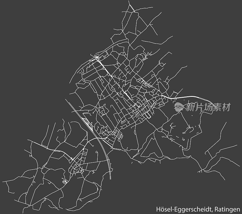 Street roads map of the HÖSEL-EGGERSCHEIDT MUNICIPALITY, RATINGEN